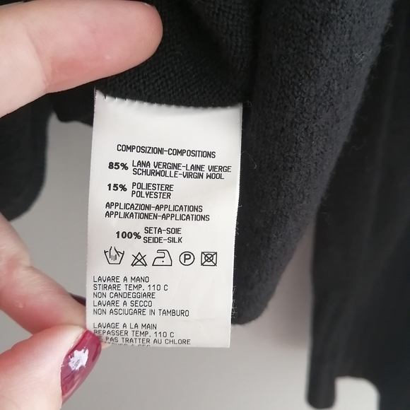 Roberta Scarpa Virgin Wool Cardigan with Silk Ruffle Trim Italian Luxury 12 (46) - Picture 12 of 16